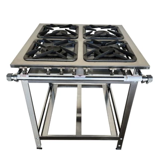 Fogão Industrial Gold 4 Bocas 2QS 2QD Baixa Pressão Perfil 7 Inox 430 Cefaz
