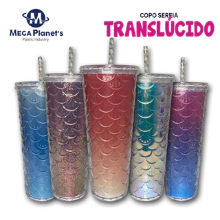 Copo Star Com Escama Transparente | Copo Sereia | Com 2 Camadas | Copo 700 ML