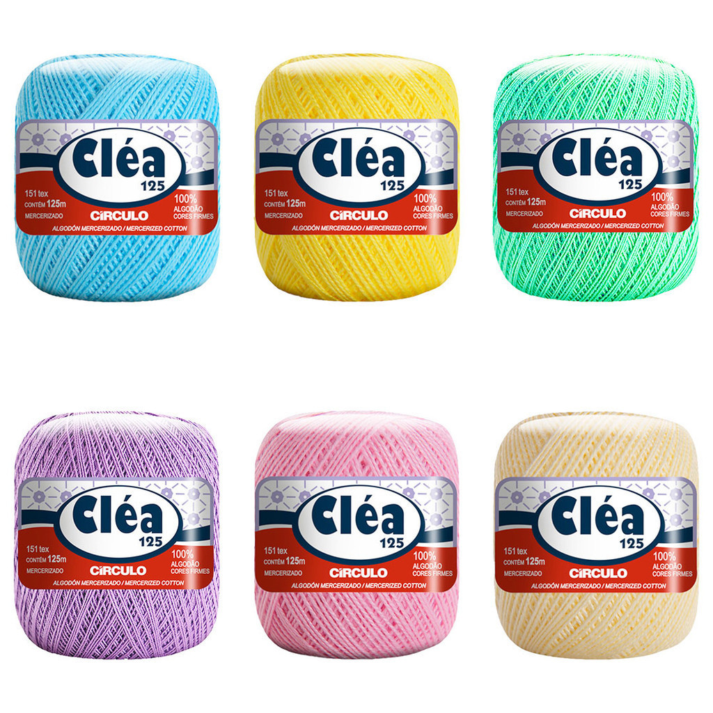 Kit 6 Cléa Linha Novelo 125m 19g Cores e Tons Candy Color | Shopee Brasil