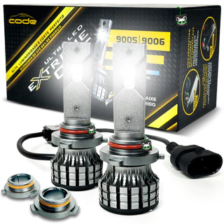 Kit Par Lâmpada Automotiva Ultra Led Extreme Cut 6000K 4400 Lúmens Encaixe HB3 e HB4 Code