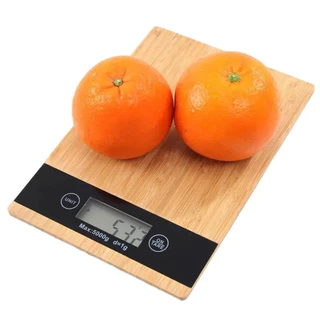 Balança Cozinha Digital Bambu 5Kg Alta Precisão Dieta E Nutrição