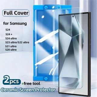 2pcs Película Cerâmica Para Samsung Galaxy S20 S24 Ultra/Plus S23 S21 S22 S24 + S20 + S10 + Nota 20 10 Protetor De Tela De Cobertura Curva Completa HD Temperada E Não De Vidro