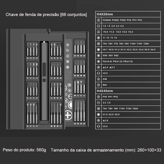 Chave de fenda elétrica 66 em 1 com luz LED Remoção de parafusos de peças de precisão