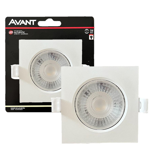 Kit 6 Spot Dicroica Led Quadrado 5w Cob 4000k Branco Neutro