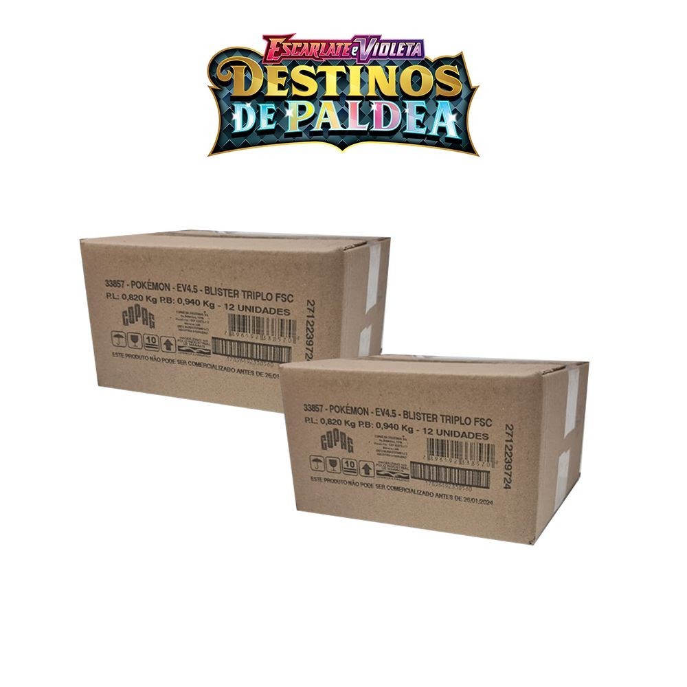 Case 24 Blister Triplo Destinos De Paldea Lacrado Copag