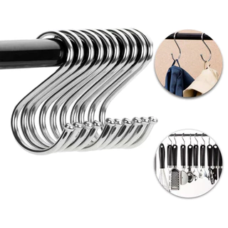 Kit 10 Ganchos Multiuso Em Formato S Organizador Banheiro Cozinha Quarto
