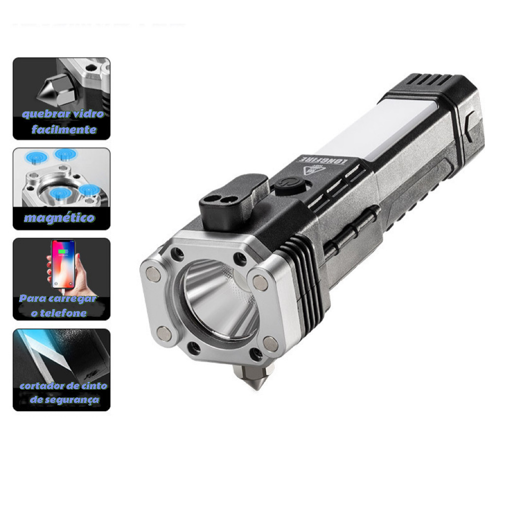 Lanterna Pro Titanium 4 em 1 Tática Militar Multifuncional Com LED ...