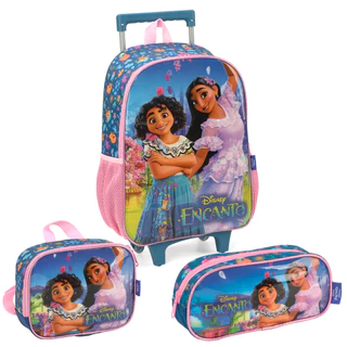Kit Mochila Carrinho Lancheira Estojo Luxo Encantada Disney em Oferta na Shopee