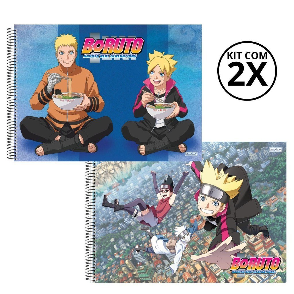 Kit Com 2 Cadernos De Desenho 60 Folhas Boruto Naruto Next Generentions -  São Domingos | Shopee Brasil