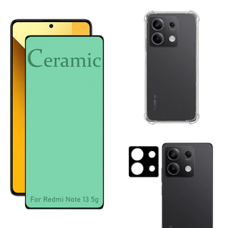 Kit Para Redmi Note 13 5g | Película Cerâmica 9D - Capa Anti Shock - Película da Câmera 3D