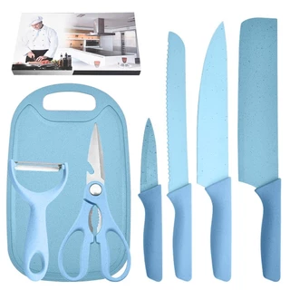 Jogo kit 7 peças facas Tabua Descascador Tesoura Profissional Cozinha- Faqueiro Gourmet.