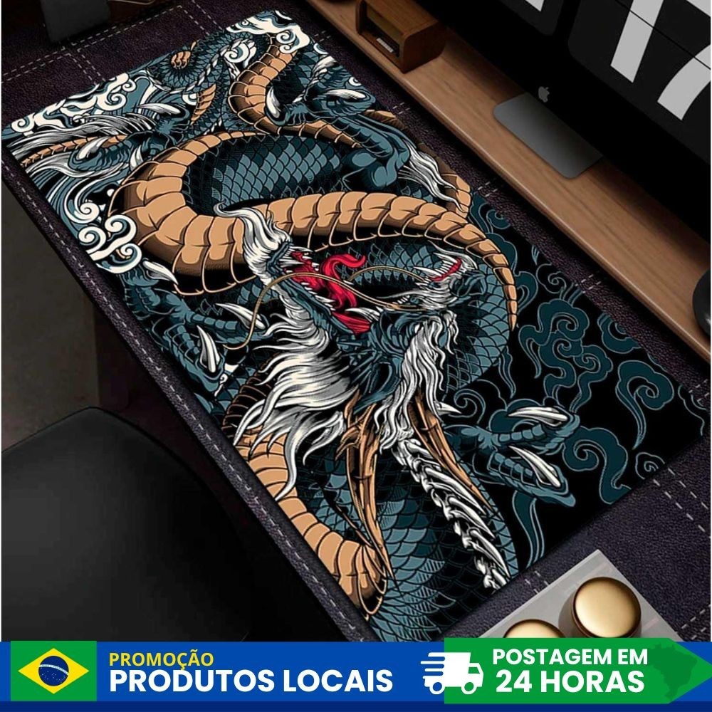 Mouse Pad Gamer Speed Extra Grande Dragão Vários Tamanhos Original 35x70