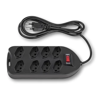 Filtro De Linha Protetor Eletrônico Com 8 Tomadas Bivolt EPE 1008+ Preto Intelbras Dupla Proteção Cabo Longo