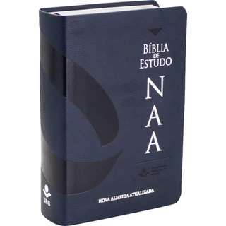Bíblia de Estudo NAA | Média | Nova Almeida Atualizada | Capa Luxo Azul | Editora SBB em Oferta na Shopee