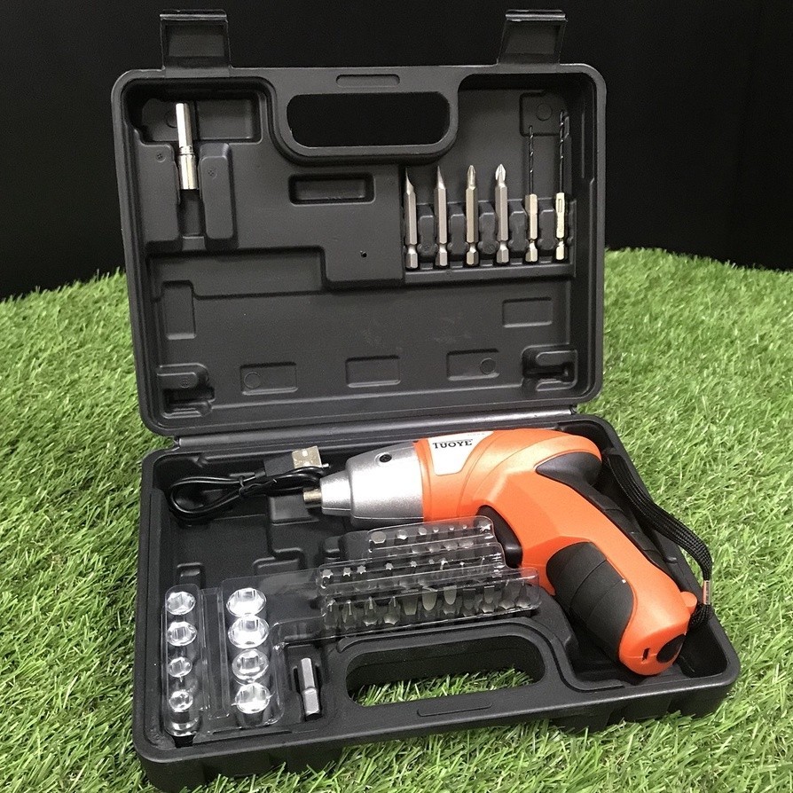 Kit Parafusadeira e Furadeira Doméstica Leve Portátil 45 pcs USB Recarregável