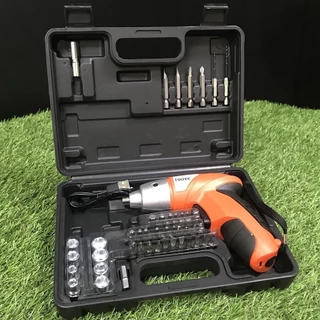 Kit Parafusadeira e Furadeira Doméstica Leve Portátil 45 pcs USB Recarregável