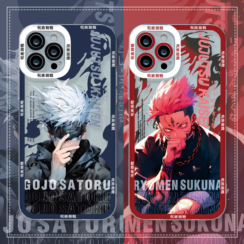 Caixa Para Samsung Galaxy S24 S23 S22 S21 S20 FE S10 Plus Ultra 5G Nota 20 10 J7 Prime Lite Anime Jujutsu Kaisen Gojo Proteção Da Lente Do Telefone Capa Macia Transparente