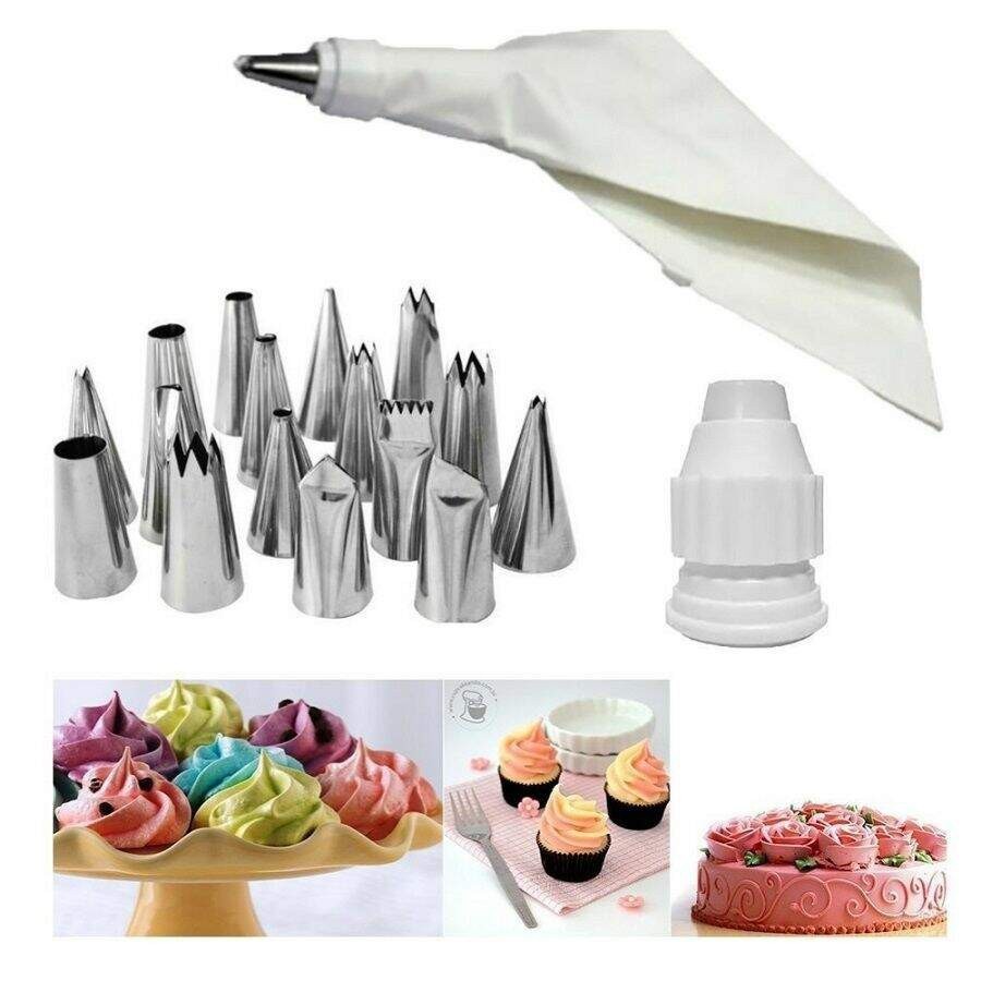 Kit Confeiteiro Saco Reutilizável de Creme 12 Bicos para Dec
