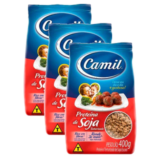 kit 3 Proteína de Soja Texturizada Escura Camil Pacote 400g