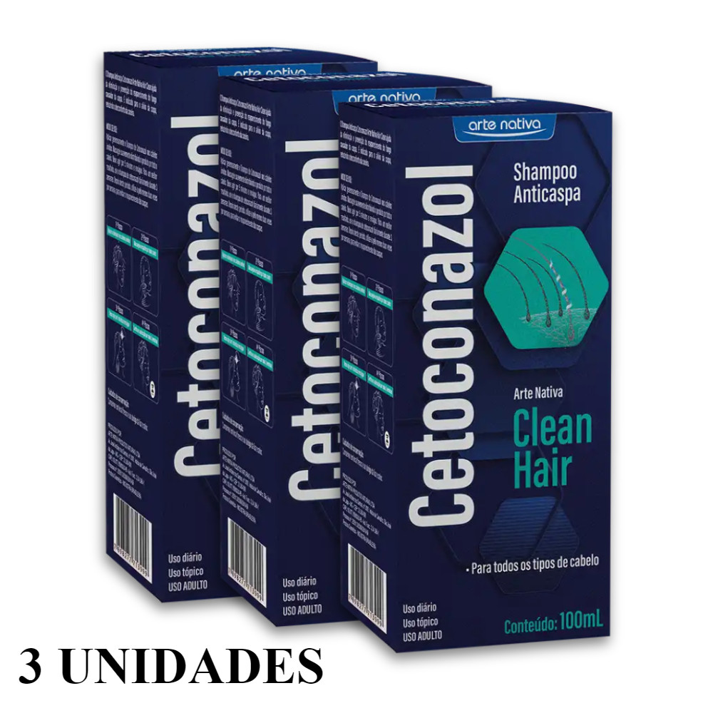 Kit 3x Shampoo Anticaspa, Coceira e Dermatite Seborreica Cetoconazol 1% ...