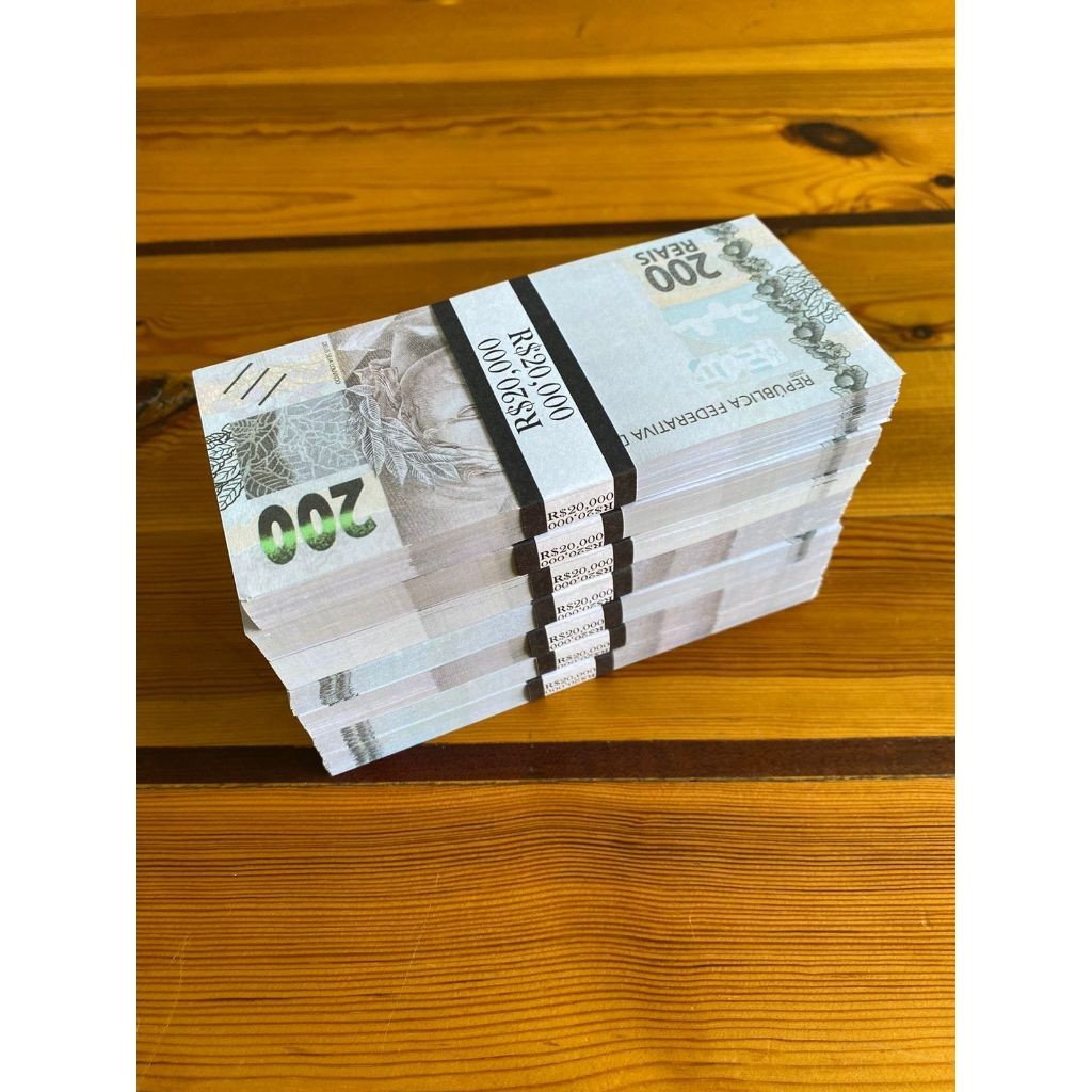 Nota Fake 200 Reais Kit Festa Original Decoração Tamanho Real | Shopee ...