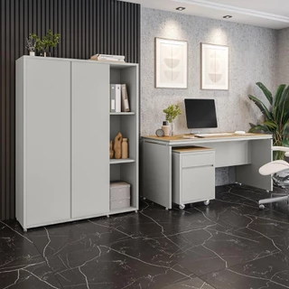 Conjunto de Escritório Office 3 peças Mesa Gaveteiro Armário Oslo