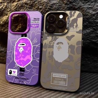 Capa rígida a laser fosco de acrílico para iPhone 15 14 13 12 11 15promax 7 8plus XSXSMAX XR 14plus 12pro Marca de moda BAPE caixa de telefone anti-impressão digital anti-choque 11promax