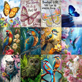 Kits De Pintura Com Diamante Borboleta Para Adultos-Arte Girassol , Gemas De Flores Decoração De Parede Doméstica (12x16 Polegadas)