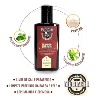 Kit Shampoo para Barba, Balm para Barba de 500g e Óleo para Barba Muchacho Classic