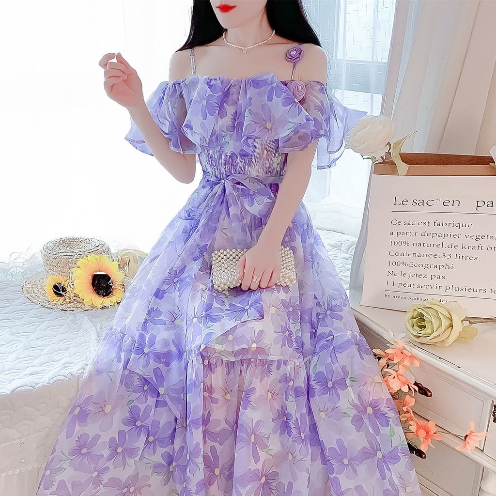 Hawlife Vestido De Fada De Coquetel Elegante Retro Roxo Coreano 51 ...