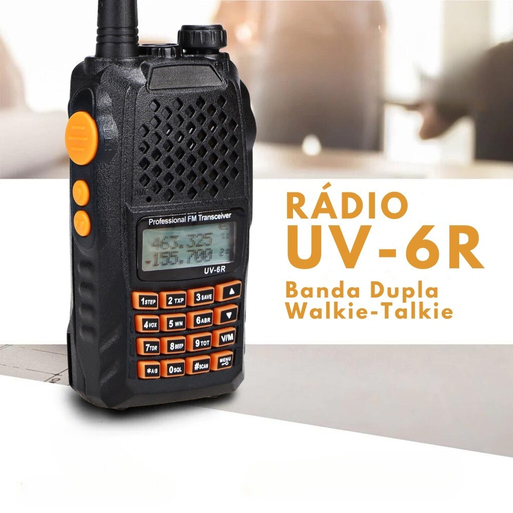 Rádio Walkie Talkie Comunicador Dual Band Uhf Vhf Uv-6r HT Fm Fone