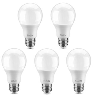 Kit 5 Lâmpadas led bulbo 12W 1050 lúmens branca fria - A60 - Elgin (110V/220V)