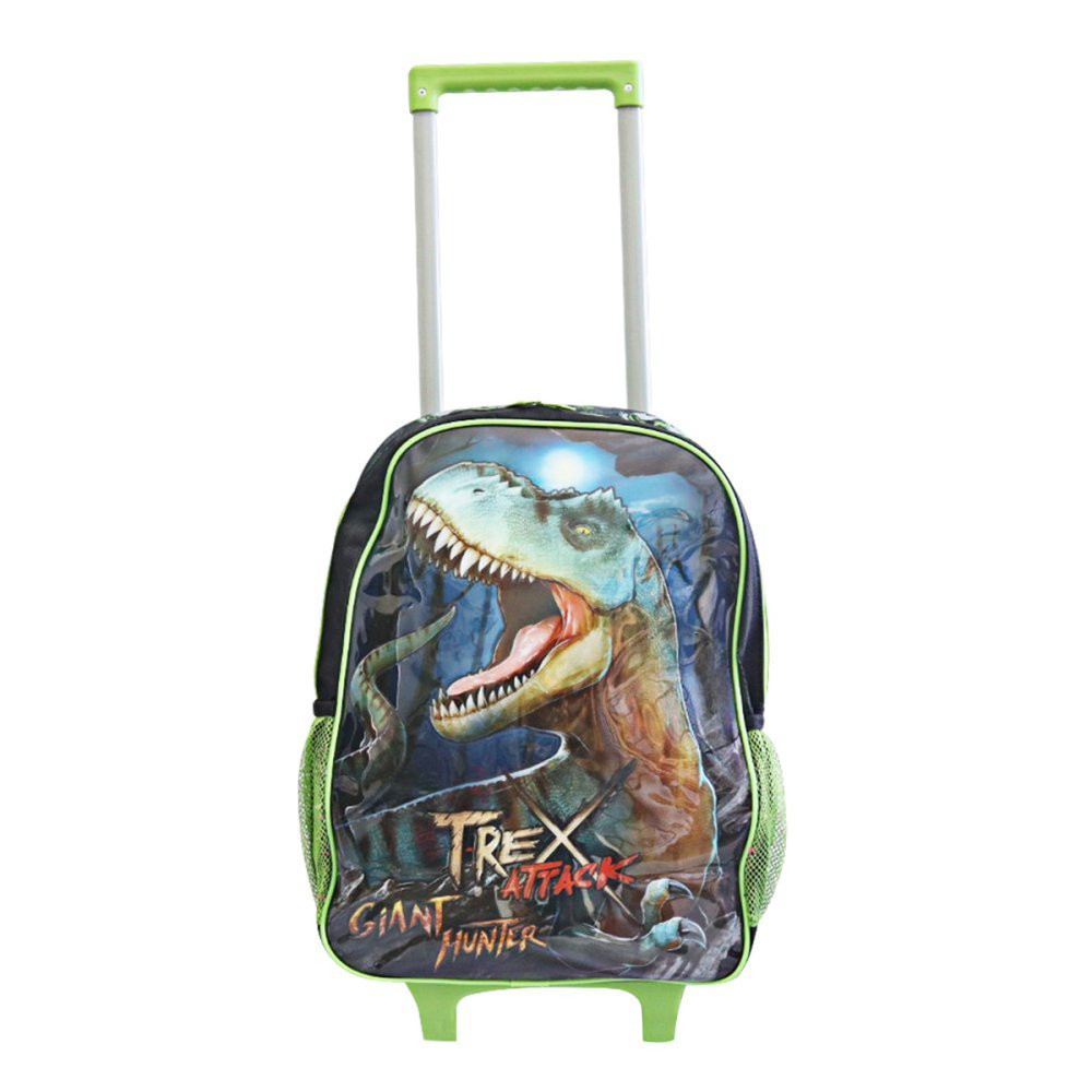Mochila Escolar de Rodinhas Dinossauro T-Rex menino