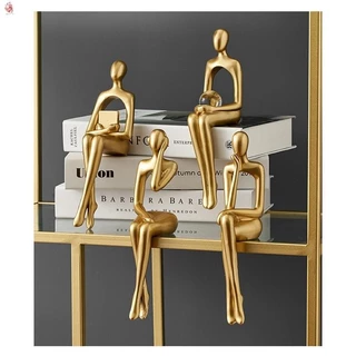 Estátua Abstracta Pensador Escultura Pequenos Ornamentos Resina Home Ouro Escritório Decoração C
