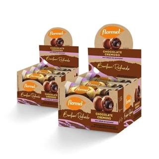 Kit Bombom Redondo com Recheio de Chocolate, Zero Açúcar Flormel- 2 Caixas de 375g cada