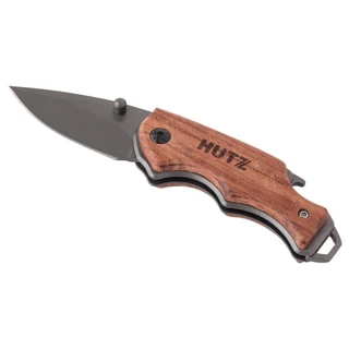 Canivete Tatico de Bolso Top 14cm - Aço Inox - Acabamento Madeira Elegante - Faca Fino Camping Pesca Segurança Pessoal Sobrevivência