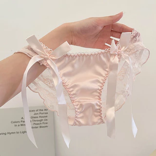 Roupa Íntima Pura Feminina Laço De Feminino Sexy Cintura Baixa Translúcida Calcinha De Renda