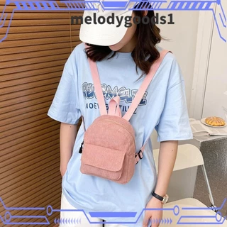 MELODYGOODS Mini Mochila , Corduroy Cor Sólida Pequena , Moda Leve Dacron Travel Rucksack Girls