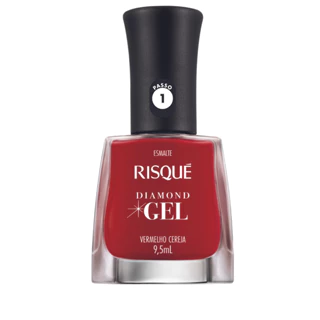 Esmalte Diamond Gel Vermelho Cereja Manicure Risque 9,5Ml