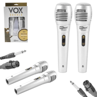 Kit 2 microfone p10 dinâmico mxt com fio vox double profissional