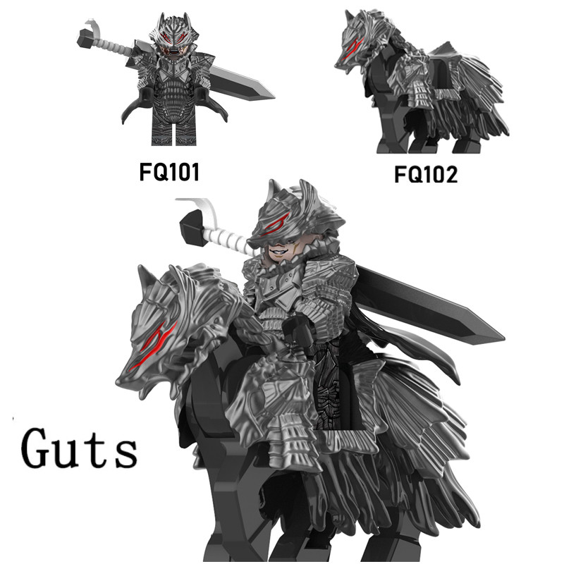 Blocos De Construção Guts Berserk‌ Figuras Toy Wolf Mount Minifiguras