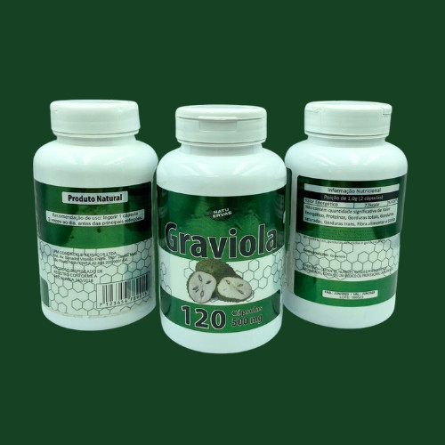 3X graviola 100% natural - 120 capsulas de 500 mg