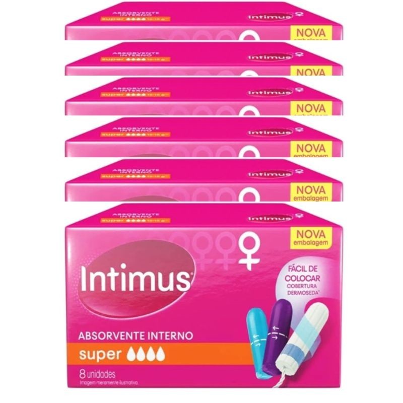 Kit 6 Absorvente Interno Super C/8Un - Intimus | Shopee Brasil