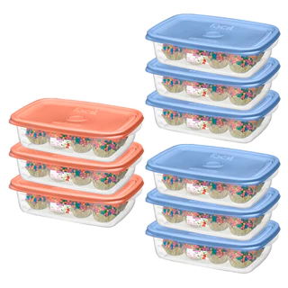 Kit Potes Plastico 9 Peças Sanremo 785ml Freezer Microondas