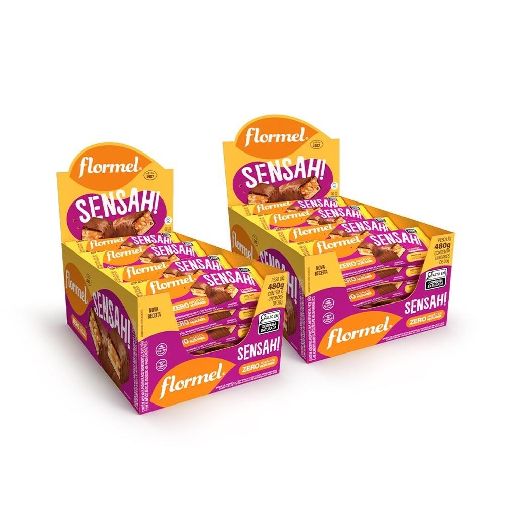 Kit Chocolate Recheado Com Caramelo, Amendoim Sensah Flormel 2 Caixas ...