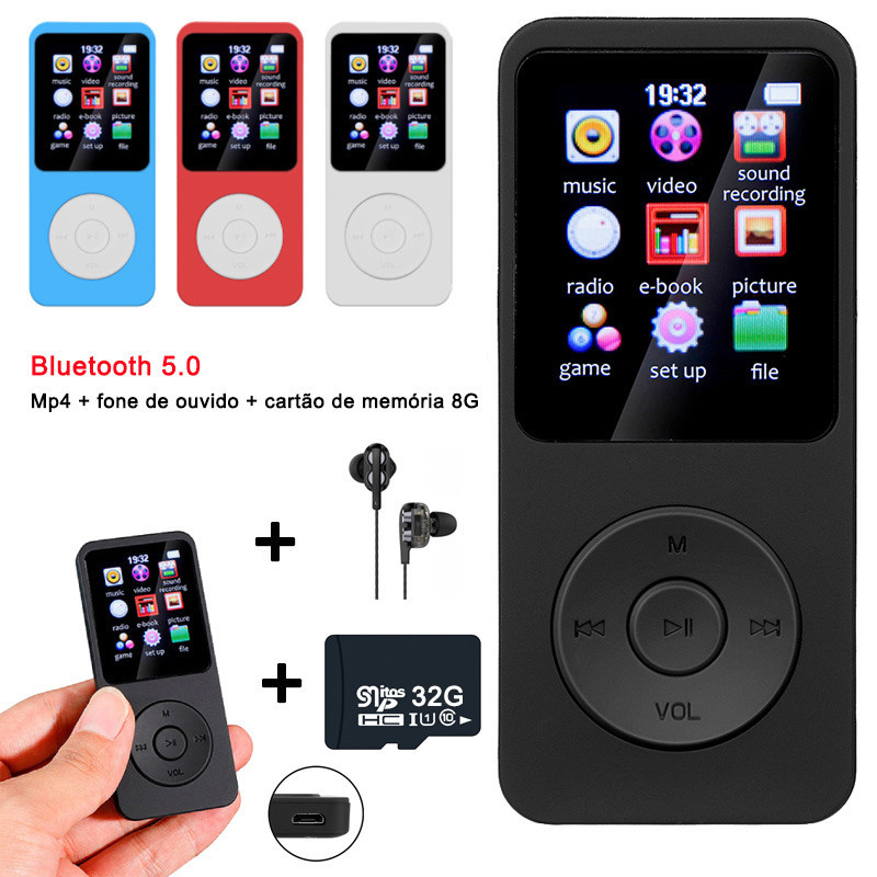 5.0 MP3 MP4 Player HIFI Colunas De Música Esporte MP4 Media FM Rádio Reprodutor De Ebook De Voz