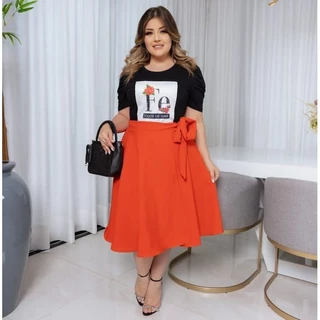 Saia Envelope em Linho, Moda Cristã,Casual e festa, Estilo e Charme