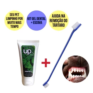 Escova Dente Pasta Dente Cachorro Pet Kit Escova Longa De Dentes + Pasta De Dente Up Clean