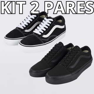 Kit Tênis Feminino Tenis Masculino Tnis Knu Skool Skatista Old School Vanz Plataforma Tipo Van