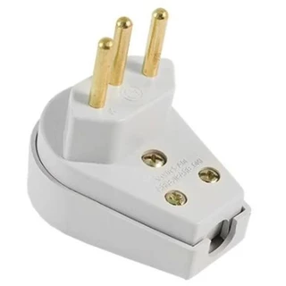 Pino Adaptador Macho Tomada Radial 10A Amperes 3 Pinos 2P+T Gigante 90° - Cinza